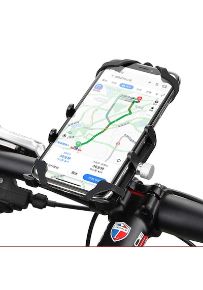 Gub Pro 7 Alüminyum Cnc Bisiklet Ve Motosiklet Telefon Tutucu Silikon Ağ Destekli, 31.8mm Gidon Uyumlu Siyah
