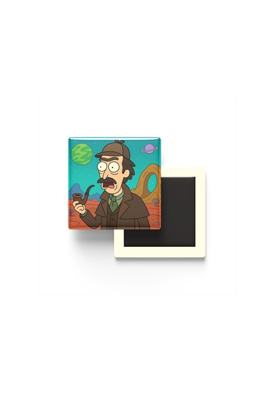 Sherlock Holmes - 9x9 Cm Baskılı Kare Buzdolap Magneti