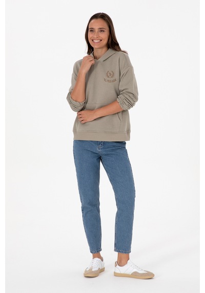 U.S. Polo Assn. Kadın Açık Haki Kapüşonlu Sweatshirt 50307796-VR183