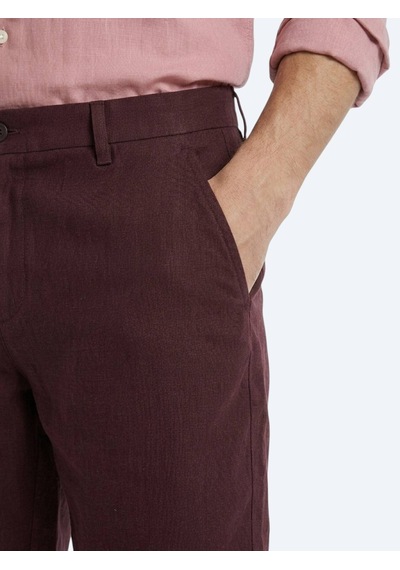 Kip Bordo Düz Dokuma Jogging Fit Casual Pamuk Karışımlı Bermuda