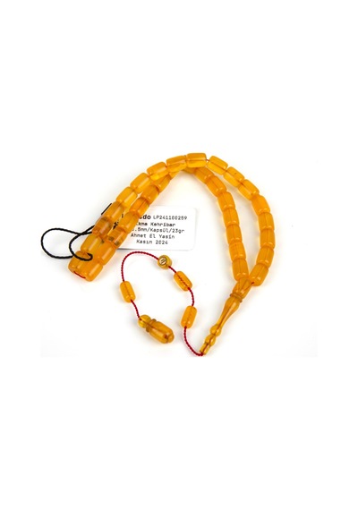 Sıkma Kehribar Kapsül Kesim 8x10.5mm Tesbih Açık Sarı