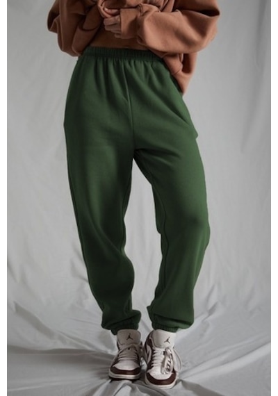 Madmext Kadın Haki Beli Lastikli Oversize Eşofman Altı Mg1235 Haki