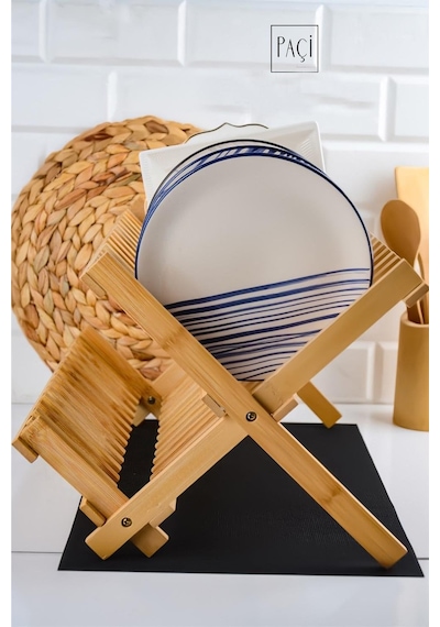 Paçi Kitchen Serisi Bambu Katlanabilir Tabaklık - Bulaşıklık 47x32 Cm Diğer