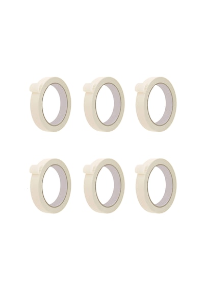 6 Adet Maskeleme Bandı Boya Bandı 18mm X 25 Metre Kağıt Bant