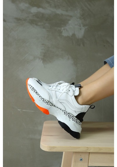 Negro Beyaz Hakiki Deri Kadın Sneaker-Beyaz