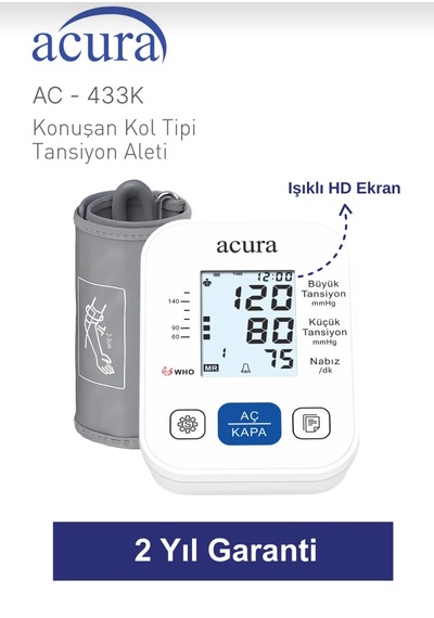 Acura AC-433K Türkçe Konuşan Koldan Tam Otomatik Tansiyon Aleti + Çanta