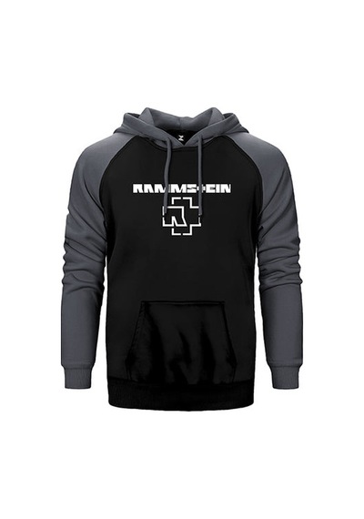 Rammstein Logo 2 Gri Renk Reglan Kol Sweatshirt / Hoodie