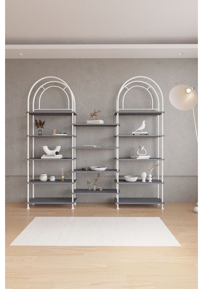 Çevir Kur Bohem Antrasit Kitaplık Çok Amaçlı Dekoratif Dolap & Raf 199x203x29 Antrasit