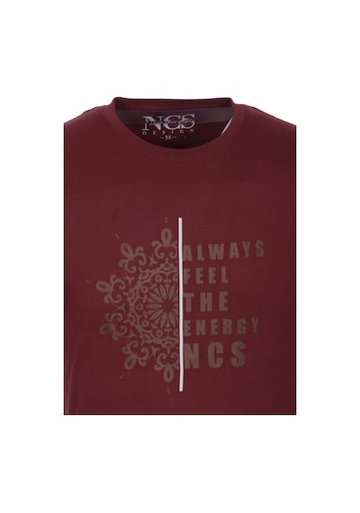 Erkek Tişört Bisiklet Yaka Bordo Slim Fit Desenli T-shirt Ncs Jeans 1203-bordo Bordo