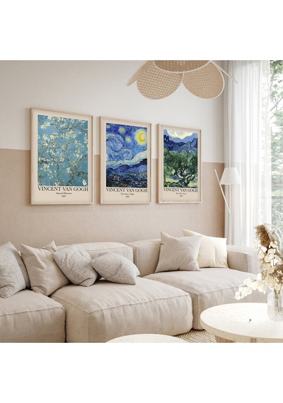 Huhuli Ahşap Çerçeveli 3 Lü Modern Tablo Huhu269