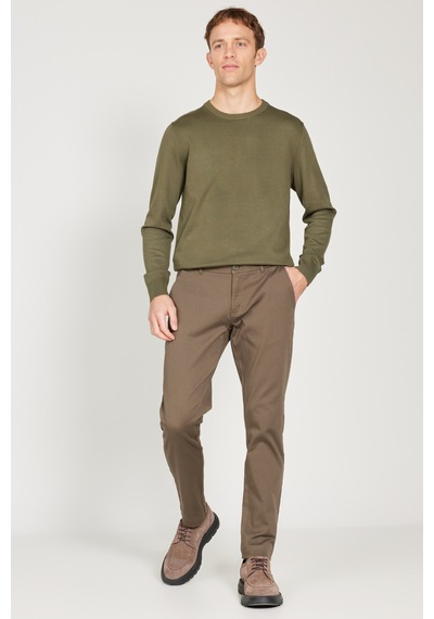 AC&Co / Altınyıldız Classics Erkek Hakı Slim Fit Dar Kesim Pamuklu Esnek Chino Pantolon - Haki AC&Co / Altınyıldız Classics Erkek Hakı Slim Fit Dar Kesim Pamuklu Esnek Chino Pantolon - Haki
