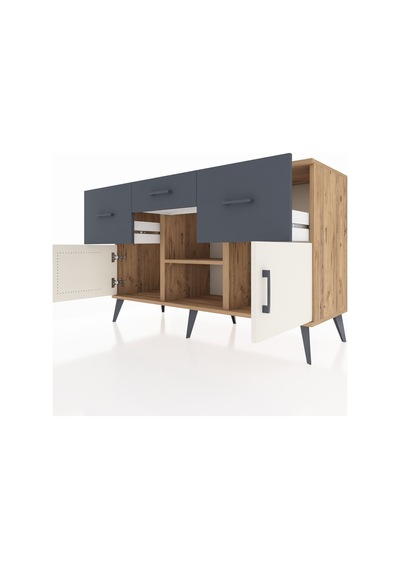 Hyperion Konsol Tek Raflı 3 Çekmeceli 3 Kapaklı 132x44x83 Çam-aytaşı/antrasit Aytaşı/antrasit Hyperion Konsol Tek Raflı 3 Çekmeceli 3 Kapaklı 132x44x83 Çam-aytaşı/antrasit Aytaşı/antrasit