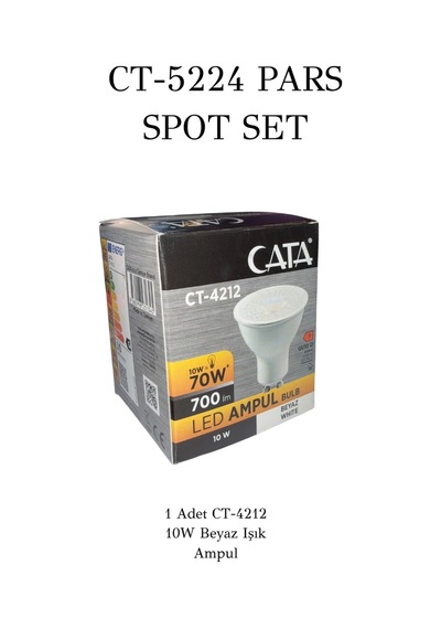 Cata Pars Spot Set 1 Adet Ct-5224 +1 Adet Ct-4212 Beyaz Işık + 1 Adet Ct-9263 Siyah