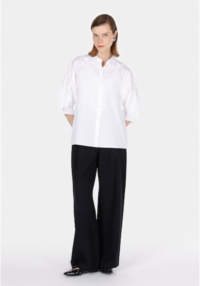 Colin's Colins Regular Fit Shirt Neck Düz Kadın Beyaz ¾ Kol Gömlek Cl1073336 Cl1073336 Q1.v1 Wht Beyaz