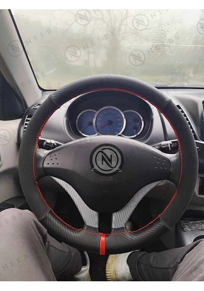 Fiat Egea 2016 Eu6 Direksiyon Kılıfı Alcantara Karbon Kırmızı Yüzük Kırmızı Dikiş Siyah Kırmızı
