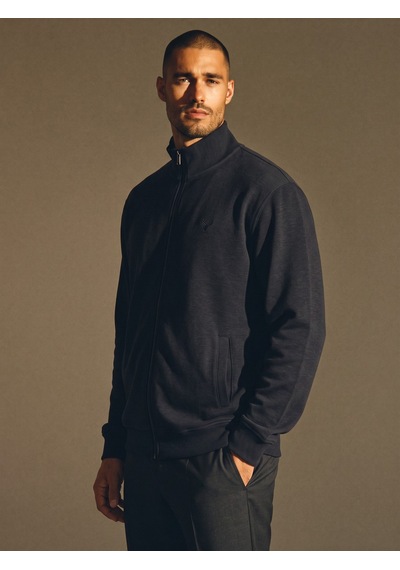 Maccali Erkek Lacivert Büyük Beden Pamuklu Fermuarlı Sweatshirt