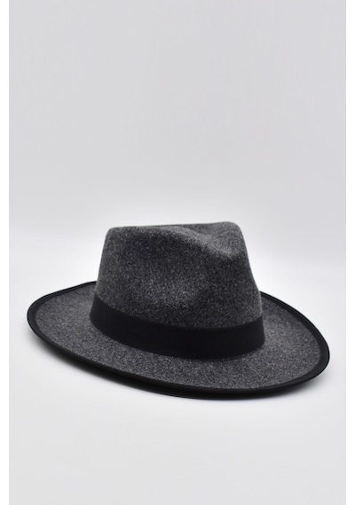 Külah Vintage Erkek Fedora Fötr Şapka Panama İngiliz Trilby Kasket Gri - Gri
