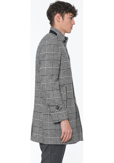 Plt9391 Dewberry Erkek Palto-desenli Siyah Desenli Siyah
