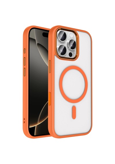 Joko Apple iPhone Uyumlu iPhone 16 Pro Max Terea Magsafe Kapak - Turuncu Renkli