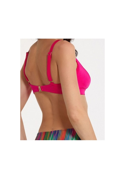Argento Kadın Fiyong Detaylı Fuşya Çıkarılabilir İnce Kaplı Üçgen Bikini Takımı Fuşya Çizgili Argento Kadın Fiyong Detaylı Fuşya Çıkarılabilir İnce Kaplı Üçgen Bikini Takımı Fuşya Çizgili