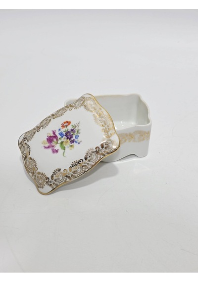 Limoges Çiçek Figürlü Mini Porselen Sandık