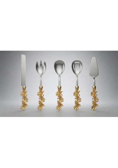 Onon Retro 5 Parça Paslanmaz Çelik Servis  Takımı Gold