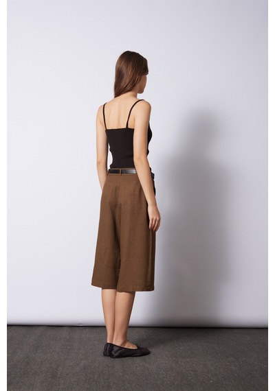 Keten Karışımlı Bermuda Olive