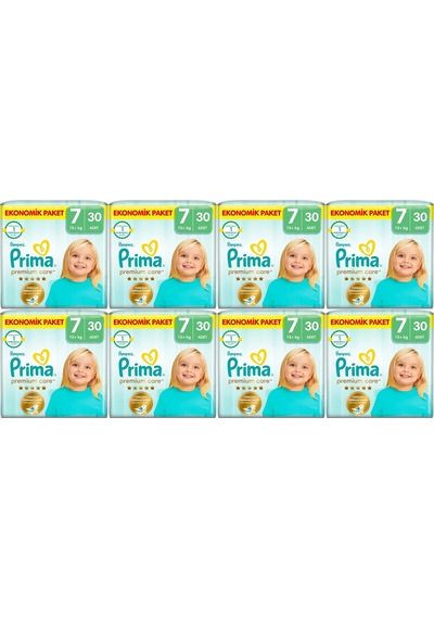 Prima Premium Care Bebek Bezi Beden:7 15+kg Xxx Large 240 Adet 7 Numara