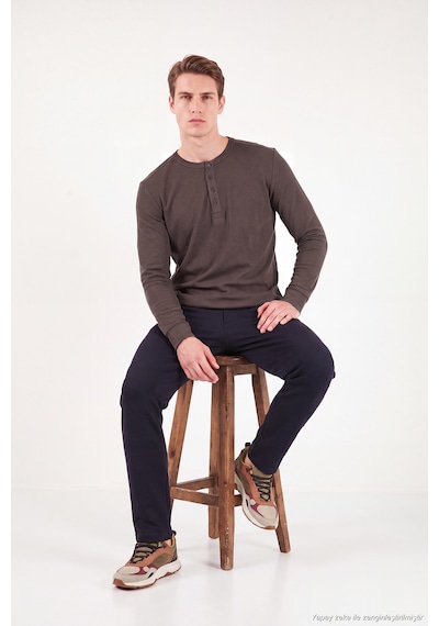 Buratti Pamuklu Regular Fit Düğmeli Bisiklet Yaka Sweat Erkek Sweat 5905852 Kahve
