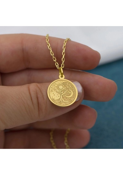 Kahveci.store Özel Tasarım Altın Renk Hayat Ağacı Kolye 22