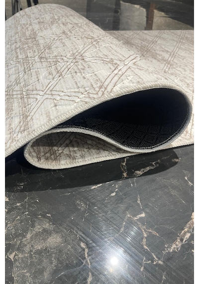 Villadia Home Textile Modern Desen Emboss Baskılı Kaymaz Taban Elit Şık Dört Mevsim Yıkanabilir Halı Yolluk Oturma Salon Odası Vd1094kahve Kahve