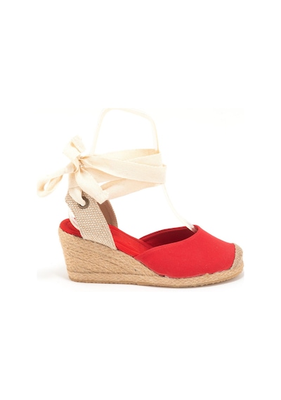 Star Tombis Gerçek Elişi Ipli Espadril Dolgu Topuk Keten Espadril Handmade Kırmızı
