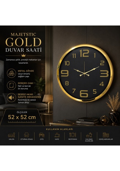 Majestic Gold 52 X 52 Cm Duvar Saati