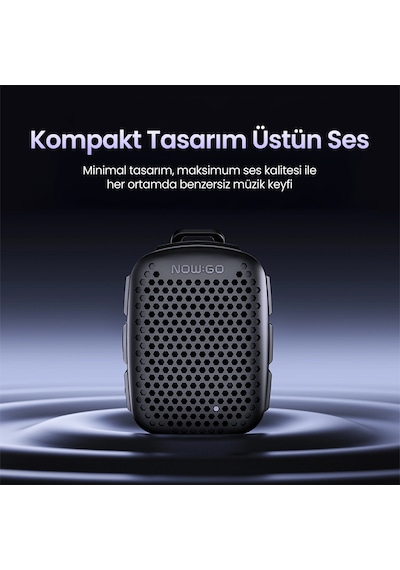 Nowgo Lava Clip 5w Klipsli Su Geçirmez Taşınabilir Mini Bluetooth Hoparlör Bej