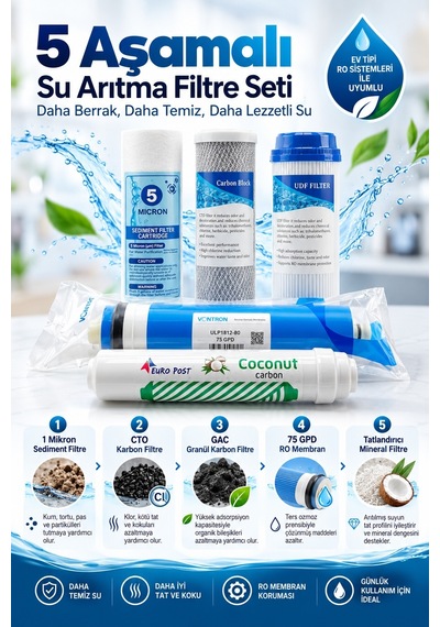 Watergold Açık Kasa/Sistem Beşli (5'li) Ekonomik Filtre Seti
