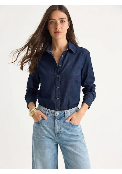 Shade Kadın Regular Fit Denim Gömlek 7513 60283940 - Lacivert