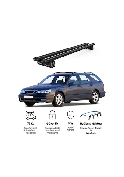 Pençe Saab 9-5 Ara Atkı 2001-2010 Uyumlu Siyah Ara Atkı Port Bagaj Tavan Barı