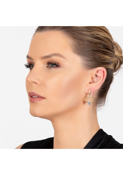 Gümüşhediyeal Starlight Diamond Tektaşlı Kalp Tasarım Gold Renk 925 Ayar Gümüş