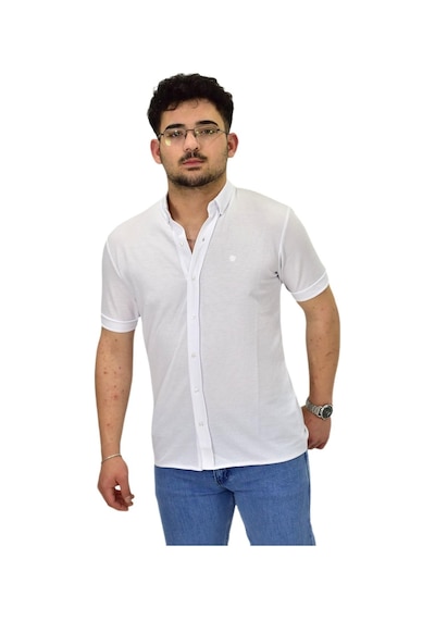 Erkek Büyük Beden Gömlek Yaka Düğmeli Tişört Bgl-st04525 Beyaz