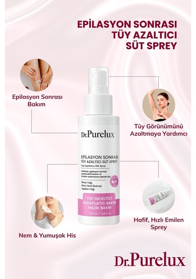 Epilasyon Sonrası Tüy Azaltıcı & Tüy Süt Sprey Rahatlatıcı Hassas Bakım 100 Ml