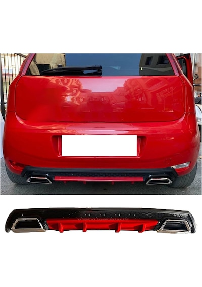 Fiat Punto Kırmızı Difüzör Çiftli Kare Egzoz Görünümlü D Tip Difizör