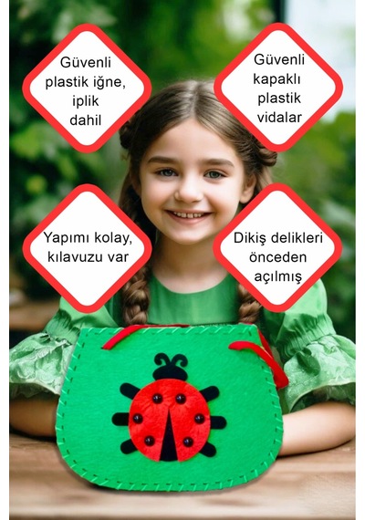 Eğitici Geliştirici Kendin Yap Keçe Çocuk Çantası