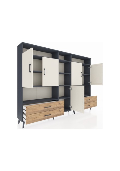 Arges Dolap 12 Raflı 4 Çekmeceli 5 Kapaklı 220x30x163 Antrasit-aytaşı/çam Aytası/atlas Çam - Antrasıt Arges Dolap 12 Raflı 4 Çekmeceli 5 Kapaklı 220x30x163 Antrasit-aytaşı/çam Aytası/atlas Çam - Antrasıt
