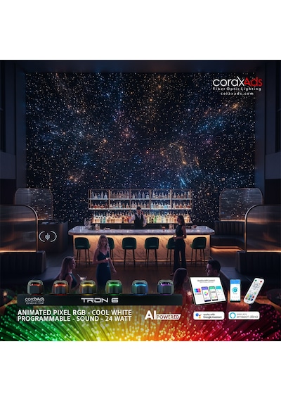 Restoran, Kafe Ambiyans Aydınlatma Yıldız Tavan Fiber Optik Uygulama Kiti - Eko Çok Renkli