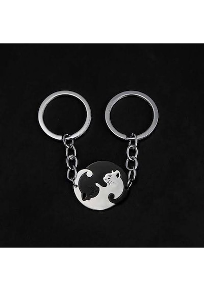 Yin-yang Cats Kedi Ikili Sevgili Arkadaşlık Siyah Beyaz Anahtarlı