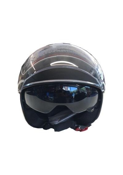 Yarım Açık Güneş Vizörlü Motosiklet Kaskı Siyah - S Beden
