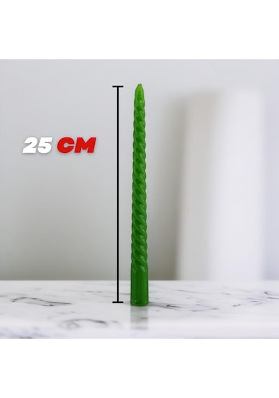 Şamdan Mum Burgulu 2'li Yeşil Dekoratif Mumu Kandil Hediyelik Fitilli Mumluk 25 Cm Çok Renkli