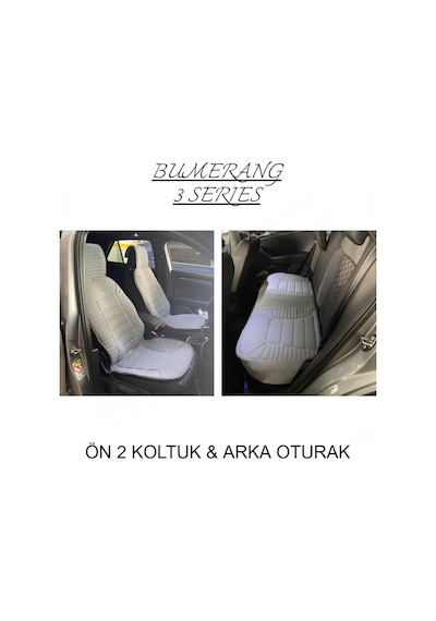 Jeep Comander Uyumlu Lüx Oto Koltuk Minderi Ön Arka Oturak 3'lü Set Bumerang Serisi Gri