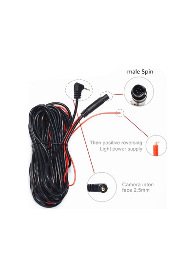 2.5mm Trrs Jak Konnektörü 5 Pin Araç Geri Görüş Kamerası Uzatma Kablosu 10m