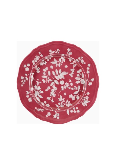 Cabana X Ginori 1735 Çiçek Desenli, Italyan Tasarımı Porselen Yemek Tabağı Kırmızı
